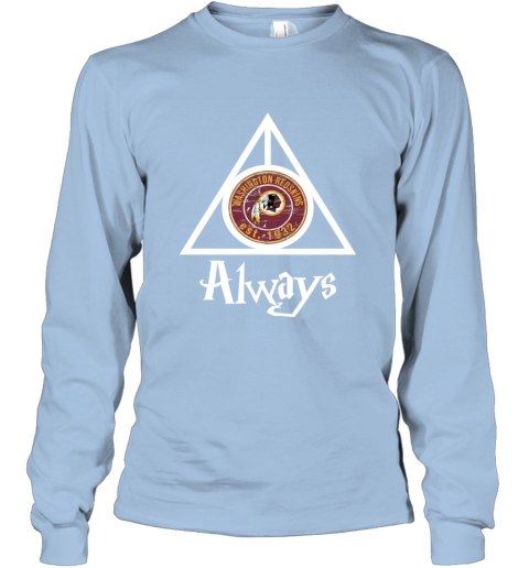 Always Love The Washington Redskins x Harry Potter Mashup NFL h0ap always love the washington redskins x harry potter long sleeve tee 14 front light blue