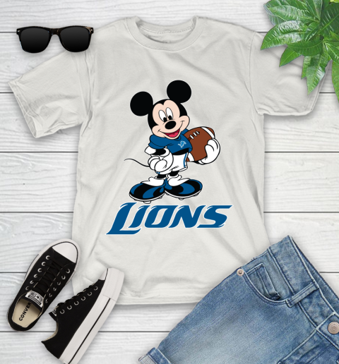 NFL Football Detroit Lions Cheerful Mickey Mouse Shirt Youth T-Shirt 12