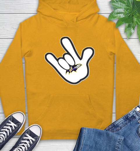 Baltimore Ravens NFL Football Mickey Rock Hand Disney Hoodie 3