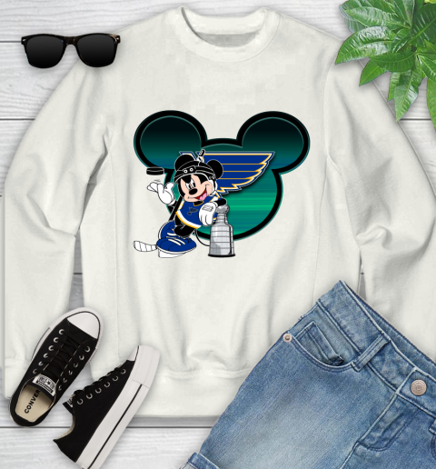 NHL St.Louis Blues Stanley Cup Mickey Mouse Disney Hockey T Shirt Youth Sweatshirt