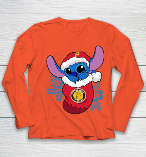 Pittsburgh Pirates Christmas Stitch In The Sock Funny Disney MLB Youth Long Sleeve 4