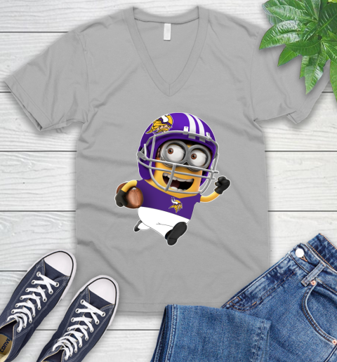 NFL Minnesota Vikings Minions Disney Football Sports V-Neck T-Shirt 4