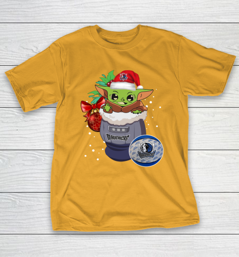Dallas Mavericks Christmas Baby Yoda Star Wars Funny Happy NBA T-Shirt 4