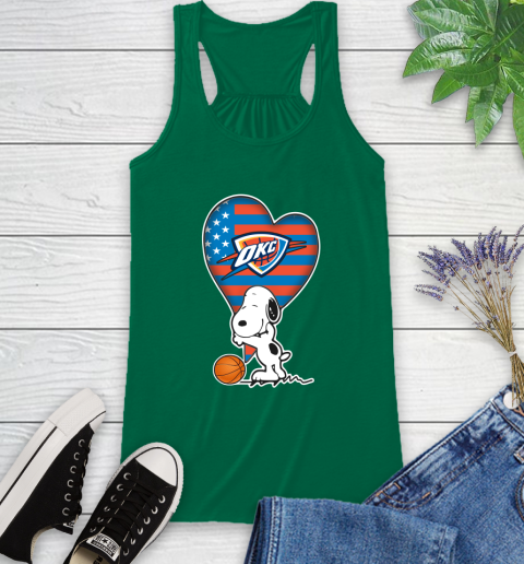 Oklahoma City Thunder NBA Basketball The Peanuts Movie Adorable Snoopy Racerback Tank 7