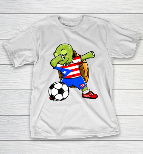 Dabbing Turtle Puerto Rico Soccer Fans Jersey Flag Football T-Shirt