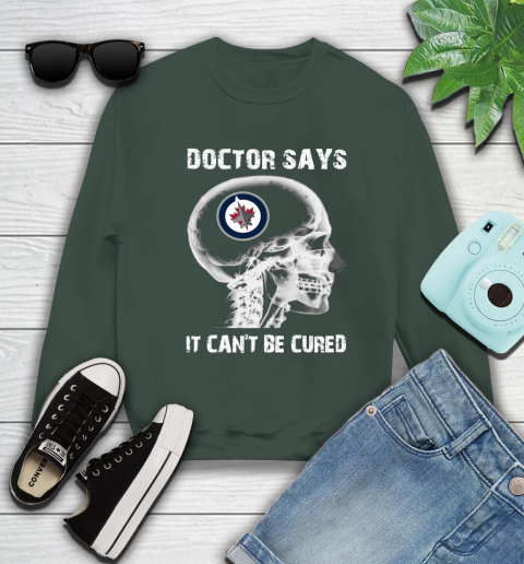 NHL Winnipeg Jets Hockey Skull It Can't Be Cured Shirt Sweatshirt 12