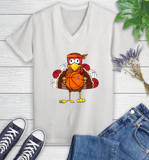 Houston Rockets Turkey thanksgiving day Women's V-Neck T-Shirt