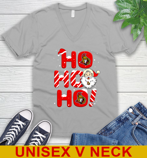 Ottawa Senators NHL Hockey Ho Ho Ho Santa Claus Merry Christmas Shirt V-Neck T-Shirt 3
