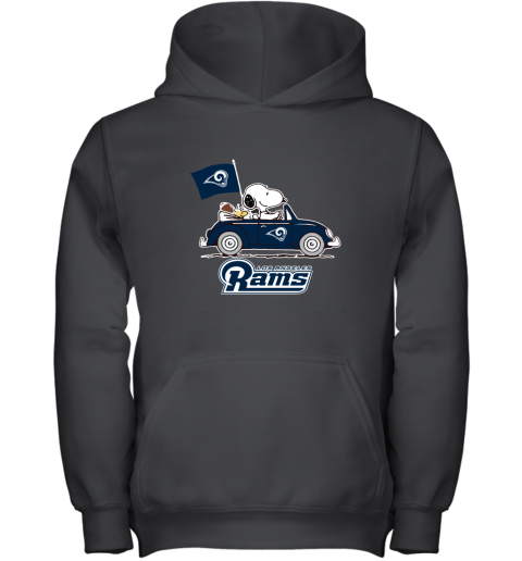 Snoopy And Woodstock Ride The Los Angeles Rams Car NFL Youth Hoodie