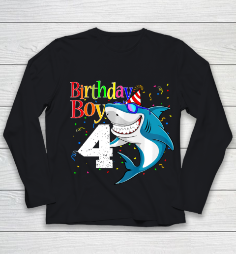 Kids 4th Birthday Boy Shark Shirts 4 Jaw Some Four Tees Boys 4 Years Old Youth Long Sleeve
