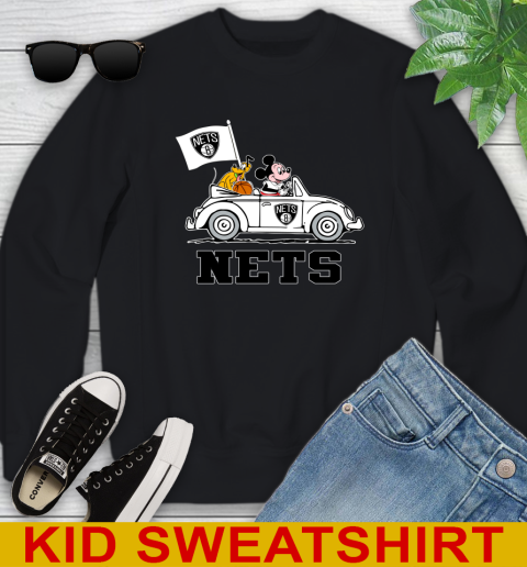NBA Basketball Brooklyn Nets Pluto Mickey Driving Disney Shirt Youth Sweatshirt 2