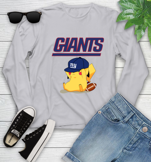 NFL Pikachu Football Sports New York Giants Youth Long Sleeve 5