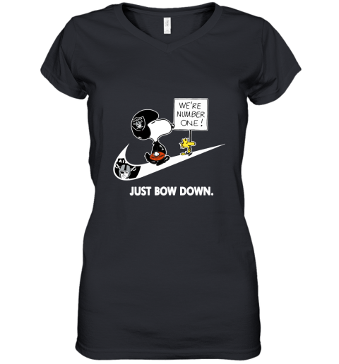 Oakland Raiders Are Number One – Just Bow Down Snoopy Women's V-Neck T-Shirt