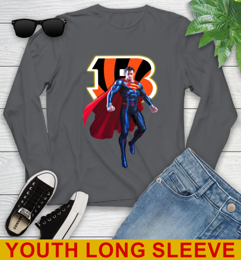 NFL Superman DC Sports Football Cincinnati Bengals Youth Long Sleeve 9