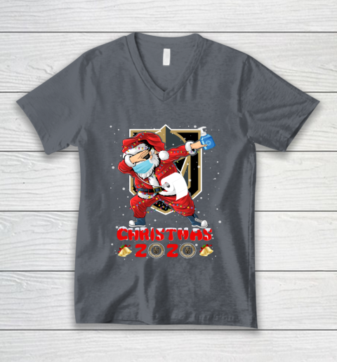 Vegas Golden Knights Funny Santa Claus Dabbing Christmas 2020 NHL V-Neck T-Shirt 4