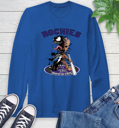 MLB Colorado Rockies Baseball Venom Groot Guardians Of The Galaxy Long Sleeve T-Shirt 9