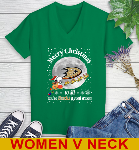 Anaheim Ducks Merry Christmas To All And To Ducks A Good Season NHL Hockey Sports Women's V-Neck T-Shirt 5