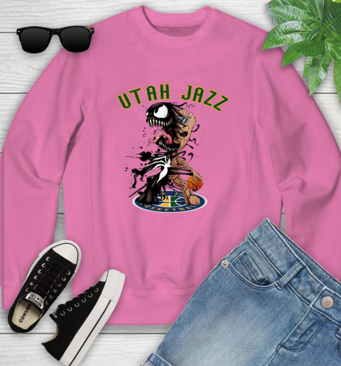NBA Utah Jazz Basketball Venom Groot Guardians Of The Galaxy Youth Sweatshirt 7