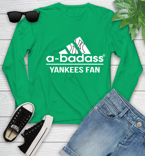 MLB A Badass New York Yankees Fan Adidas Baseball Sports Youth Long Sleeve 7