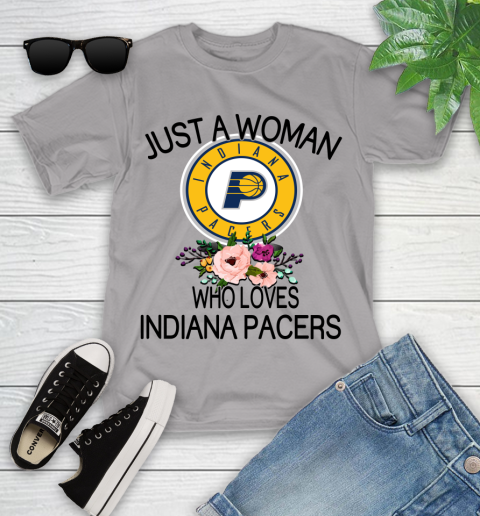 NBA Just A Woman Who Loves Indiana Pacers Basketball Sports Youth T-Shirt 2