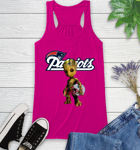 New England Patriots NFL Football Groot Marvel Guardians Of The Galaxy Racerback Tank 8