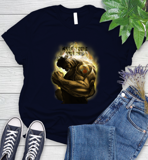 New York Knicks NBA Basketball Hulk Marvel Avengers Sports Women's T-Shirt 2