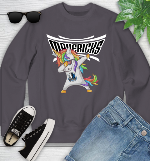 Dallas Mavericks NBA Basketball Funny Unicorn Dabbing Sports Youth Sweatshirt 6