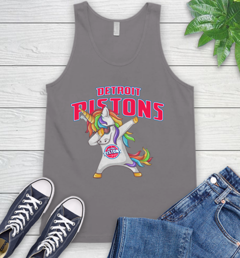 Detroit Pistons NBA Basketball Funny Unicorn Dabbing Sports Tank Top 7