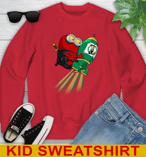 NBA Basketball Boston Celtics Deadpool Minion Marvel Shirt Youth Sweatshirt 7