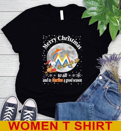 Miami Marlins Merry Christmas To All And To Marlins A Good Season MLB Baseball Sports Women's T-Shirt