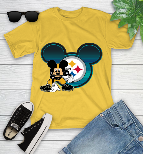 NFL Pittsburgh Steelers Mickey Mouse Disney Football T Shirt Youth T-Shirt 8
