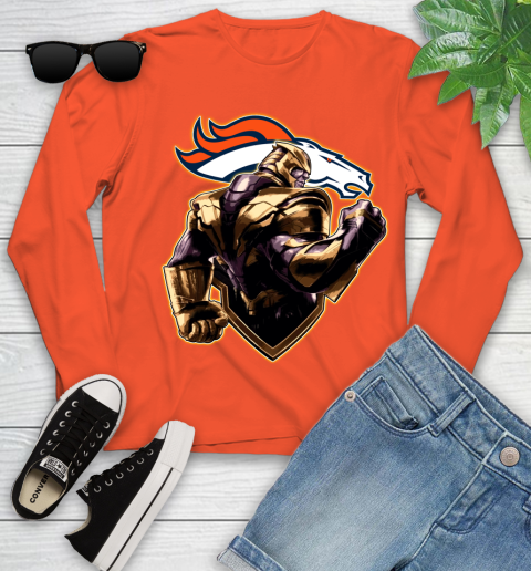 NFL Thanos Avengers Endgame Football Sports Denver Broncos Youth Long Sleeve 4