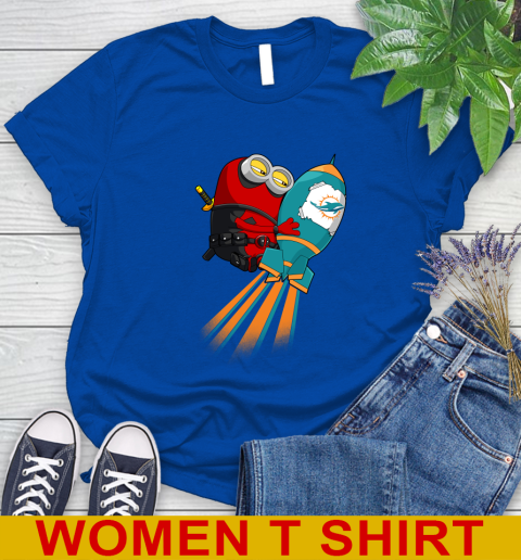 NFL Football Miami Dolphins Deadpool Minion Marvel Shirt Women's T-Shirt 10