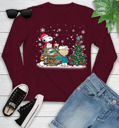 NFL Miami Dolphins Snoopy Charlie Brown Christmas Football Super Bowl Sports Youth Long Sleeve 6