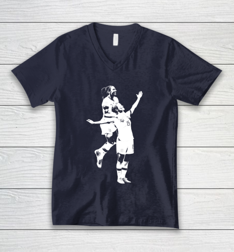 Megan Rapinoe and Alex Morgan Victory Pose  The White Stencil V-Neck T-Shirt 2