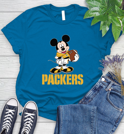 NFL Football Green Bay Packers Cheerful Mickey Mouse Shirt Women's T-Shirt 8