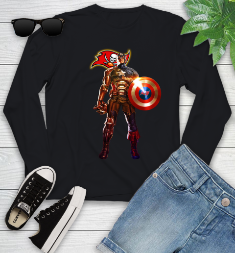 NFL Captain America Marvel Avengers Endgame Football Sports Tampa Bay Buccaneers Youth Long Sleeve 2