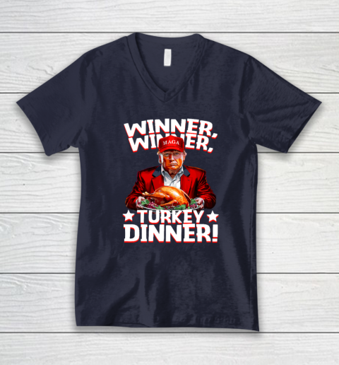 Funny Trump Winner Winner Turkey Dinner Thanksgiving V-Neck T-Shirt 2