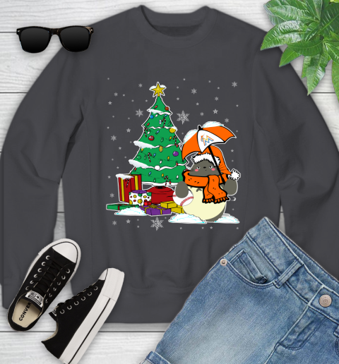 Miami Marlins MLB Baseball Cute Tonari No Totoro Christmas Sports Youth Sweatshirt 5