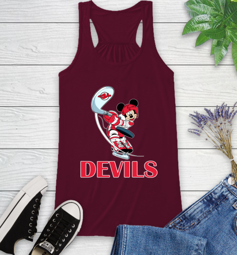 NHL Hockey New Jersey Devils Cheerful Mickey Mouse Shirt Racerback Tank 4 NHL Hockey New Jersey Devils Cheerful Mickey Mouse Shirt Racerback Tank - Image 4