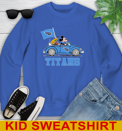 NFL Football Tennessee Titans Pluto Mickey Driving Disney Shirt Youth Sweatshirt 7
