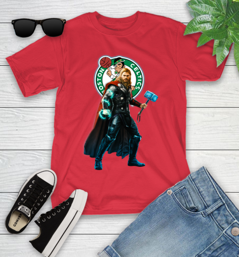 NBA Thor Avengers Endgame Basketball Boston Celtics Youth T-Shirt 10