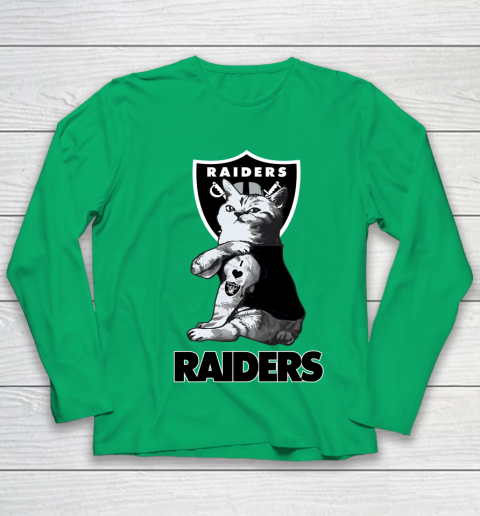 NFL Football My Cat Loves Oakland Raiders Youth Long Sleeve 4