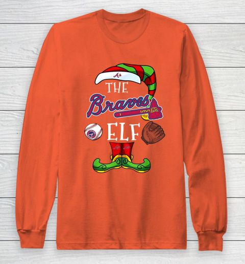 Atlanta Braves Christmas ELF Funny MLB Long Sleeve T-Shirt 3
