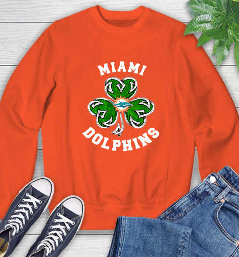 NFL Miami Dolphins Three Leaf Clover St Patrick's Day Football Sports Sweatshirt 3