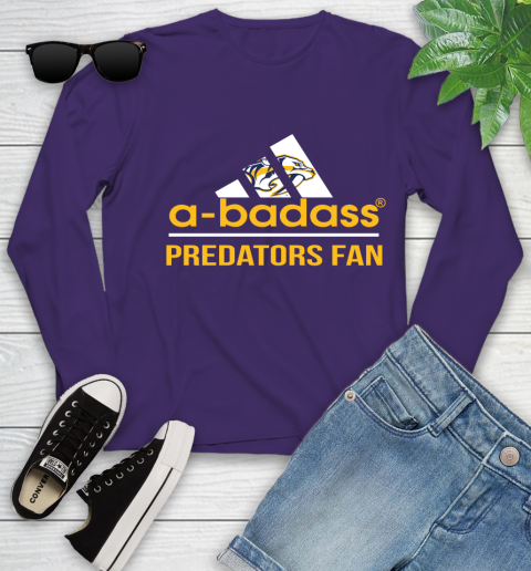 NHL A Badass Nashville Predators Fan Adidas Hockey Sports Youth Long Sleeve 4