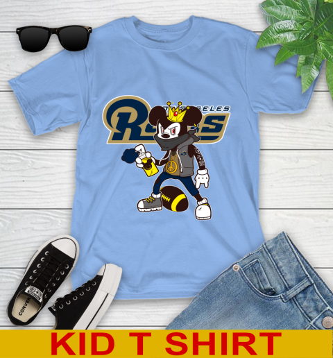 Los Angeles Rams NFL Football Mickey Peace Sign Sports Youth T-Shirt 11