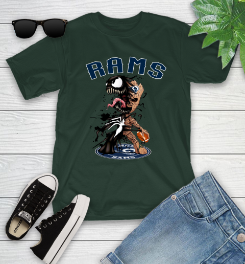 NFL Los Angeles Rams Football Venom Groot Guardians Of The Galaxy Youth T-Shirt 5