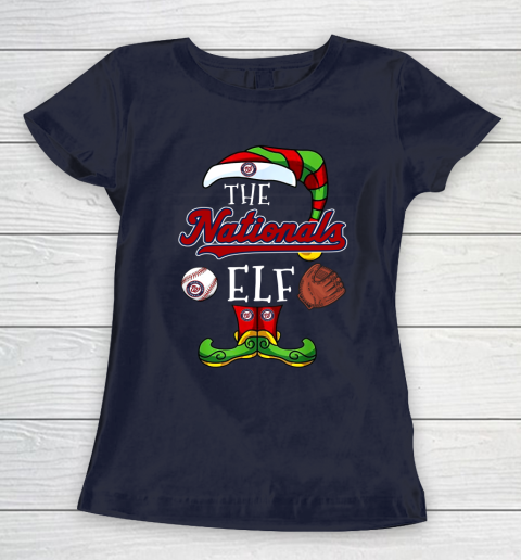 Washington Nationals Christmas ELF Funny MLB Women's T-Shirt 2