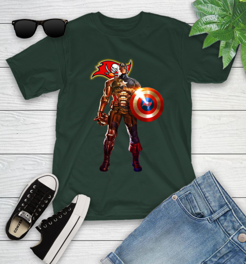 NFL Captain America Marvel Avengers Endgame Football Sports Tampa Bay Buccaneers Youth T-Shirt 5